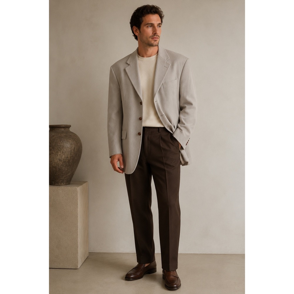 Vintage Ralph Lauren Dillard's Men's 42R Taupe Textured 3 Button Blazer
